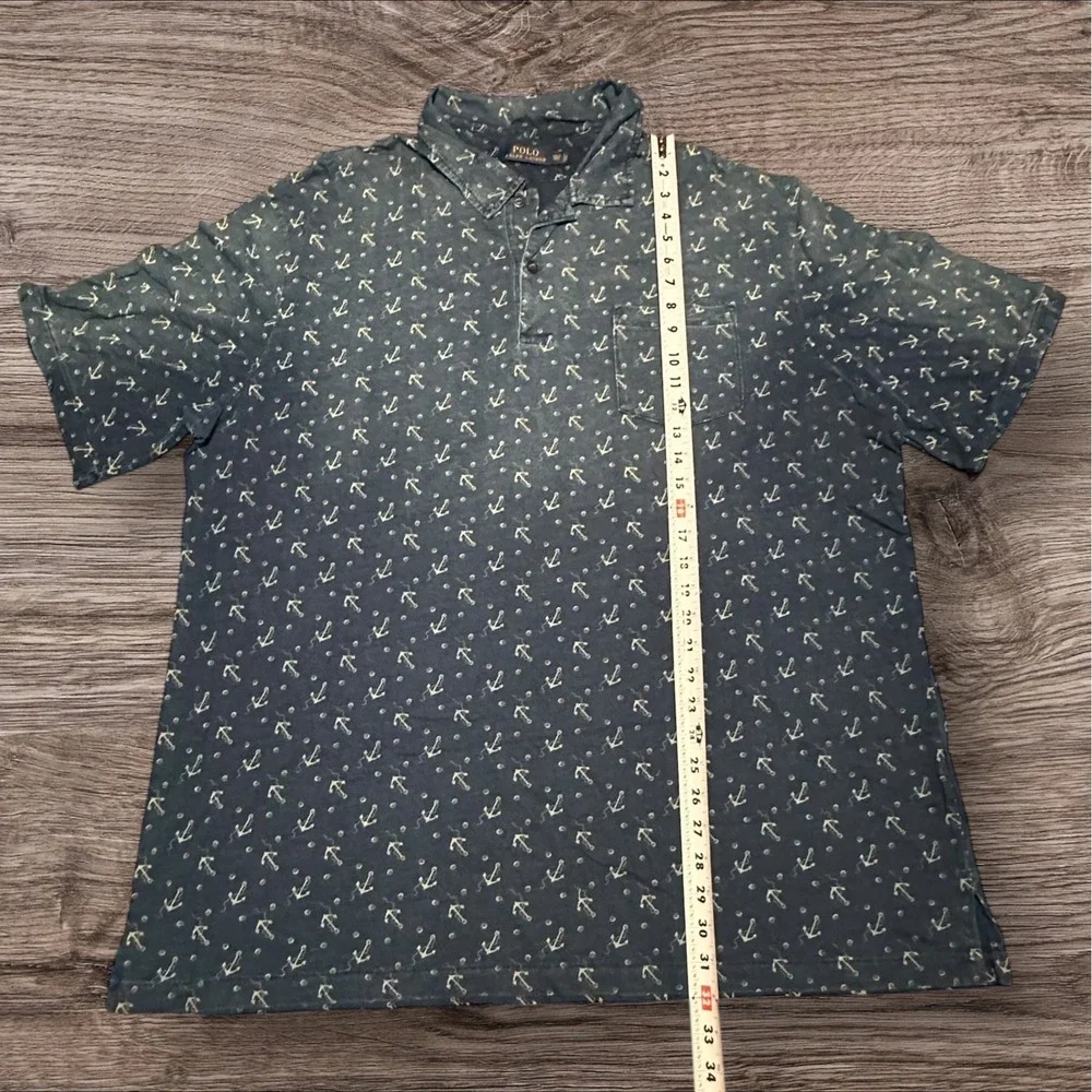 Polo Ralph Lauren Anchor Print Shirt Mens 2XLT Short Sleeve 100% Cotton‎